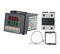 FUBESK REX-C100 Contrôleur de température PID pour SSR 25DA avec sonde thermocouple de type K et kit de dissipateur thermique, plage 0-1300, relais statique 25 A