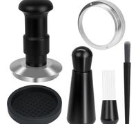 FUBESK Tamper à double ressort en acier inoxydable 304 pour machine à expresso, pression constante de 13,6 kg, auto-nivelant, 51 mm, 54 mm, 58 mm, avec kit 5 en 1