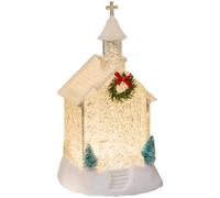 FUBESK Veilleuse pour Noël avec éclairage LED chaud, décoration de maison de vacances transparente pour ambiance festive, fonctionne avec piles (11,5 x 13 x 21,5 cm)