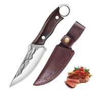 Fubinaty petit couteau de chef japonais de table couteau à viande forgé à la main Outdoor Camping Grills Couteau de cuisine en acier au carbone plein Tang manche en bois avec gaine