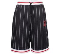FUBU Varsity Short en maille à rayures, Noir/rouge/blanc, L