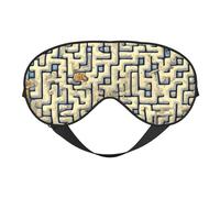 FUBUKIOF Labyrinthe Treasure Map Masque doux pour les yeux Unisexe Confortable et respirant Convient pour le repos quotidien Aide à entrer rapidement dans un sommeil profond, Noir