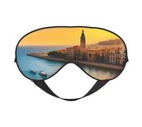 FUBUKIOF Masque doux pour les yeux Sunset in Barcelona. Unisexe, confortable et respirant, adapté pour le repos quotidien. Vous aide à entrer rapidement dans un sommeil profond. Noir