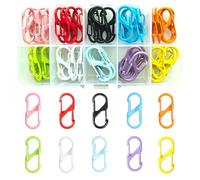 Fubuuf 40 Pièces Mini Mousquetons en Forme de S à Double Ouverture, Petit Porte-clés Métal S-Biner Clip avec Boîte de Rangement, Accessoire Sac à Dos Anti-Vol pour Randonnée Camping Pêche Voyage