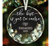FUCDTEFC Cadeaux de mariage, cadeaux de fête prénuptiale, cadeau de mariage pour couples 2025, « The Best is Yet to Come » - Engaged 2025, Just Married for Newlywed Couple, Bride, Crystal Glass First