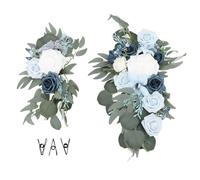 Fuchooky Fleurs arcs arcs artificiels à la Vie Ensemble de 2 décor Floral de Soie Durable pour Arches Signes de Bienvenue intérieure extérieur Facile Attachement 30cm 50cm (Bleu Clair)