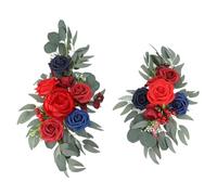 Fuchooky Fleurs arcs arcs artificiels à la Vie Ensemble de 2 décor Floral de Soie Durable pour Arches Signes de Bienvenue intérieure extérieur Facile Attachement 30cm 50cm (Rouge foncé)