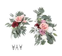 Fuchooky Fleurs arcs arcs artificiels à la Vie Ensemble de 2 décor Floral de Soie Durable pour Arches Signes de Bienvenue intérieure extérieur Facile Attachement 30cm 50cm (Rosâtre et Violet)