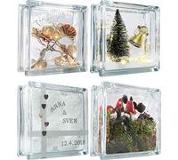 Fuchs Brique de Verre de décoration avec Ouverture et Coin - idéal comme Caisse à Monnaie, décoration de Maison, Vase ou Cadeau d'argent Nuage 19,8x19,8x8 cm