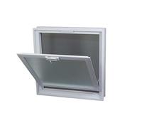 Fuchs Design Fenêtre d'aération (384x384x80 mm) Blanc au lieu de 4 briques de verre au format 19x19x8 cm - avec moustiquaire