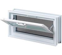Fuchs Design Fenêtre d'aération (484x239x80 mm) Blanc au lieu de 2 briques de verre au format 24x24x8 cm - avec moustiquaire