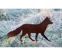 Fuchs gehend Figurine de jardin en métal rouillé résistant aux intempéries 60 x 32 cm