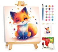 Fuchs Peinture par numéros pour enfants avec cadre, peinture par numéros pour enfants à partir de 5, 6, 7, 8, 9, 10 ans, kit de peinture avec cadre, pinceau et peintures acryliques, cadeau pour filles