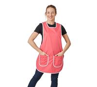 FUCHSIA LISERE BLANC Tablier sans manches femme type blouse avec patte réglage Pressions