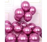 Fuchsia Metallic Helium Balloons Pack Of 50 Dark Pink Birthday Balloons 30 Cm Latex Balloons Inflatable Balloon Decoration For Baby Shower Gender Reveal Wedding