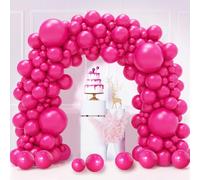 Fuchsia Pink Balloon, 130 Pieces Kit Arch Balloon Rose Red, 18 12 10 5 Inch Garland Balloons Hot Pink, Latex Helium Inflatable Balloons Birthday Wedding Evjf Decorations