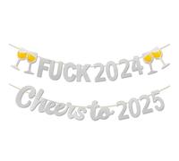 Fuck 2024 Cheers to 2025 Bannière à paillettes argentées Bonne année 2025 Guirlande Goodbye 2024 Cheers to 2025 pour Bonne Année Bienvenue 2025 Décorations de fête