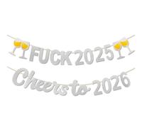 Fuck 2025 Cheers to 2026 Bannière à paillettes argentées Bonne année 2026 Guirlande Goodbye 2025 Cheers to 2026 Bannière pour Bonne Année Bienvenue 2026 Décorations de fête