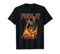 Fuck It - Sorcière brûlant sur Le bûcher Cigarette Dark T-Shirt