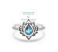 Fuck my Trauma Lotus ring, 925 Sterling Silver no Mud no Lotus ring, anneau de lotus unique vous rappelle de libérer le traumatisme au maximum, cadeau de bijoux pour les sœurs (8,Bleu)
