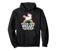 Fuck Off Breast Cancer Citation Humoristique avec Licorne et Arc-en-Ciel Sweat à Capuche