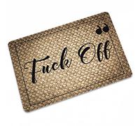 Fuck Off Paillasson d'entrée à rayures tissées pour entrée, paillasson de bienvenue, paillasson d'intérieur et d'extérieur, patio, 40 x 60 cm, marron