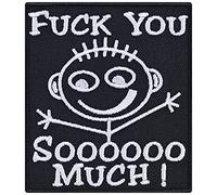 Fuck you sooo much Écusson thermocollant Smiley à coudre/repasser | Fuck you thermocollant Heavy Metal Sticker/Application pour tous les tissus | 70 x 80 cm