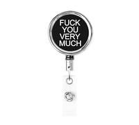 Fuck You Very Much Porte-badge en métal très résistant, porte-badge rétractable avec clip de ceinture pour porte-cartes porte-nom, enseignant, employé