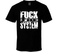 FUCKK The System Funshirt Fun Tee Black White Tshirt Men's Black Manches Courtes(Small)