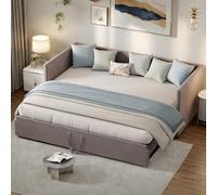 FUCMKON Canapé-lit extensible 90/180 x 200 cm, lit rembourré, 2 places, dépliable avec fonction sommeil, canapé-lit, lit de jour avec sommier à lattes, en velours, sans matelas (gris E, 90/180 x 200