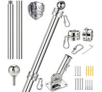 FUCNEN Kit de mât de drapeau de bateau - Mât de drapeau marin en acier inoxydable 316 avec base de montage et matériel pour bateau, yacht, camion, toit et mur, mât robuste de 76,2 cm avec support