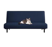 Fucton - Housse de canapé-lit lavable pour futon - Housse de canapé-lit sans accoudoirs - Pour futon - Pour animal domestique - Pour lit deux places (bleu marine)