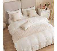 Fudaiki Chemin de Lit Molleton matelassé Coureur de Lit Décoratif Bed Runner Résistant à l'usure Décoration de Lit pour Chambre Maison Hôtel Blanc 210 x 45cm pour 180cm lit