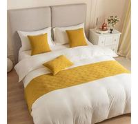 Fudaiki Chemin de Lit Molleton matelassé Coureur de Lit Décoratif Bed Runner Résistant à l'usure Décoration de Lit pour Chambre Maison Hôtel Jaune 240 x 45cm pour 200cm lit
