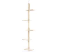 Fudajo Arbre à chat - 230-276 cm de haut - Hauteur de plafond réglable - Meuble grattage félin peluche - Couleur beige - avec 4 Niveaux, sisal et plate-forme