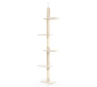 Fudajo Arbre à Chat - 230-276 cm de Haut - Hauteur de Plafond réglable - Meuble grattage félin Peluche - Couleur Beige - avec 4 Niveaux, sisal et Plate-Forme