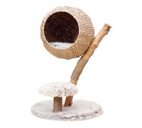Fudajo Arbre à chat 83cm Panier de couchage Peluche Repos Abri Niche Élégance