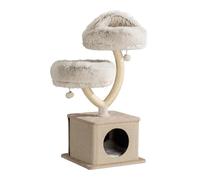Fudajo Arbre à chat - 95 cm de haut - design « Branche » - Meuble grattage félin peluche - Couleur crème-marron - en Poirier - avec