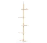 Fudajo Arbre à Chat - 230-276 cm de Haut - Hauteur de Plafond réglable - Meuble grattage félin Peluche - Couleur Beige - avec 4 Niveaux, sisal et Plate-Forme