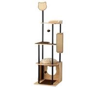 Fudajo Arbre à Chat en métal 48 x 48 x 168 cm avec sisal, Meuble à griffer avec Planche à griffer, Arbre à Chat avec Grande Surface de Repos et Design Moderne