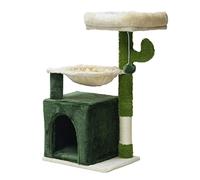 Fudajo Arbre à Chat Forme de Cactus Arbre d’Escalade de Grattage 75cm avec 4mm de Sisal Maison Hamac