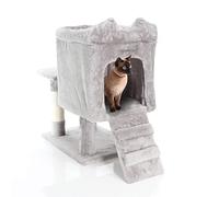 Fudajo Arbre à Chat Gris Clair Arbre de grattage 60cm de Haut Escalade avec Cabane Sisal Tronc Chats