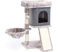 Fudajo Arbre à chat gris Sisal 71,5cm Poste de grattage Grattoir Maisonnette Zone de couchage Balle