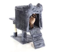 Fudajo Arbre à Chat Gris Sombre Arbre de grattage 60cm Haut Escalade avec Cabane Sisal Tronc Chats