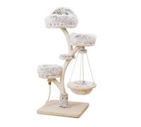 Fudajo Arbre Chat Design 130cm Beige et marron Forme Branche avec Peluche et Sisal Tronc de grattage Hamac Grattoir Tour Mobilier lu