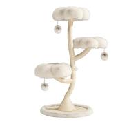 Fudajo Arbre Chat Design Ø 59 cm Hauteur 125 cm Beige Charge 15 kg 3 Niveaux Forme Branche avec Peluche et Sisal Tronc de grattage Grattoir Tour Mobilier ludique Animal Domestique