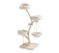 Fudajo Arbre Chat Design 59 x 59 x 169 cm Beige Charge 15 kg 3 Niveaux Forme Branche avec Peluche et Sisal Tronc de grattage Grattoir Tour Mobilier ludique Animal Domestique