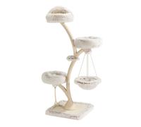 Fudajo Arbre Chat Design 59 x 59 x 169 cm Beige Charge 15 kg 3 Niveaux Forme Branche avec Peluche et Sisal Tronc de grattage Grattoir Tour Mobilier ludique Animal Domestique