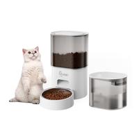 Fudajo Distributeur de Nourriture et d'eau 28,3 x 18 x 29,8 cm / 19,8 x 16,8 x 12,8 cm - mangeoire 3 L/Abreuvoir 2,5 l - nourrisseur Alimentaire pour Chiens et Chats - Blanc