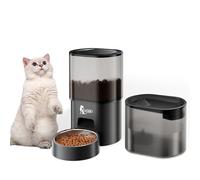 Fudajo Distributeur de Nourriture et d'eau 28,3 x 18 x 29,8 cm / 19,8 x 16,8 x 12,8 cm - mangeoire 3 L/Abreuvoir 2,5 l - nourrisseur Alimentaire pour Chiens et Chats - Noir